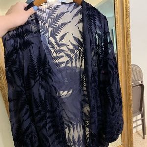 Anthropologie Floreat Blue Shaw with detailing